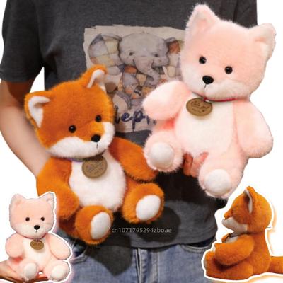 Non-Toxic 25Cm Kawaii Soft Medal Fox Plush Doll Pillow Cartoon Cute Sitting Pink Orange Fox Plush Toy Home Decoration Gift For Children