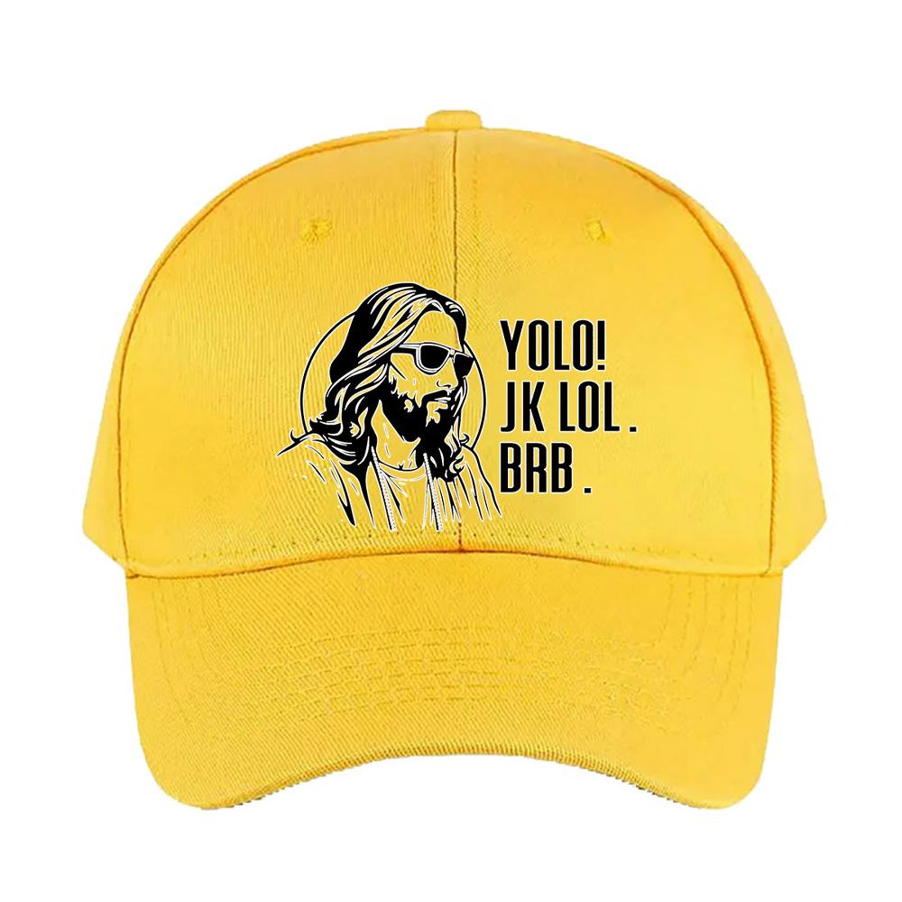 Yolo jk brb jesus Caps Summer Adult Baseball Cap Adjustable with Curved Brim Duckbill Hat Protection Sun Hats Casual