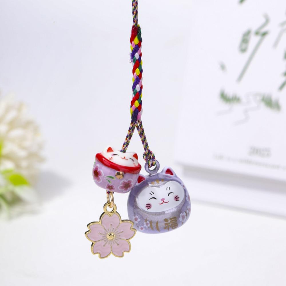 Cute Lucky Cat Pendant Fantastic Phone Strap Personality Maneki Neko Key Chain  Girls