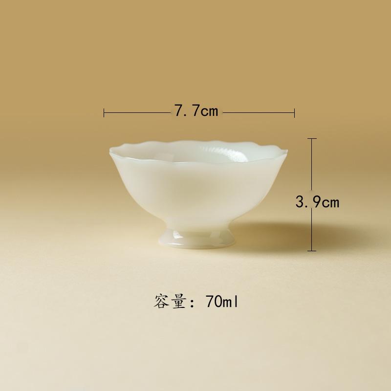 

70ml Icy Jade Flower Mouth High Foot Teacup Antique Tea Bowl Tea Cup Set Tea-tasting Smelling Cup Jianzhan Master Cups Drinkware