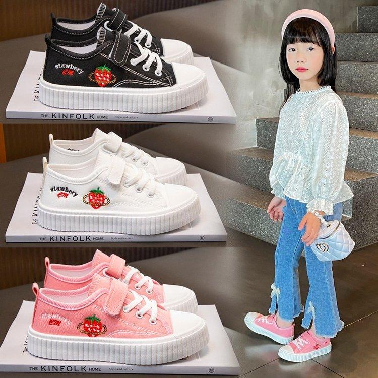 Versatile Girls Canvas Shoes Korean Version of Spring and Autumn New Children's Little White Shoes Middle and Old Children's Leisure Internet C