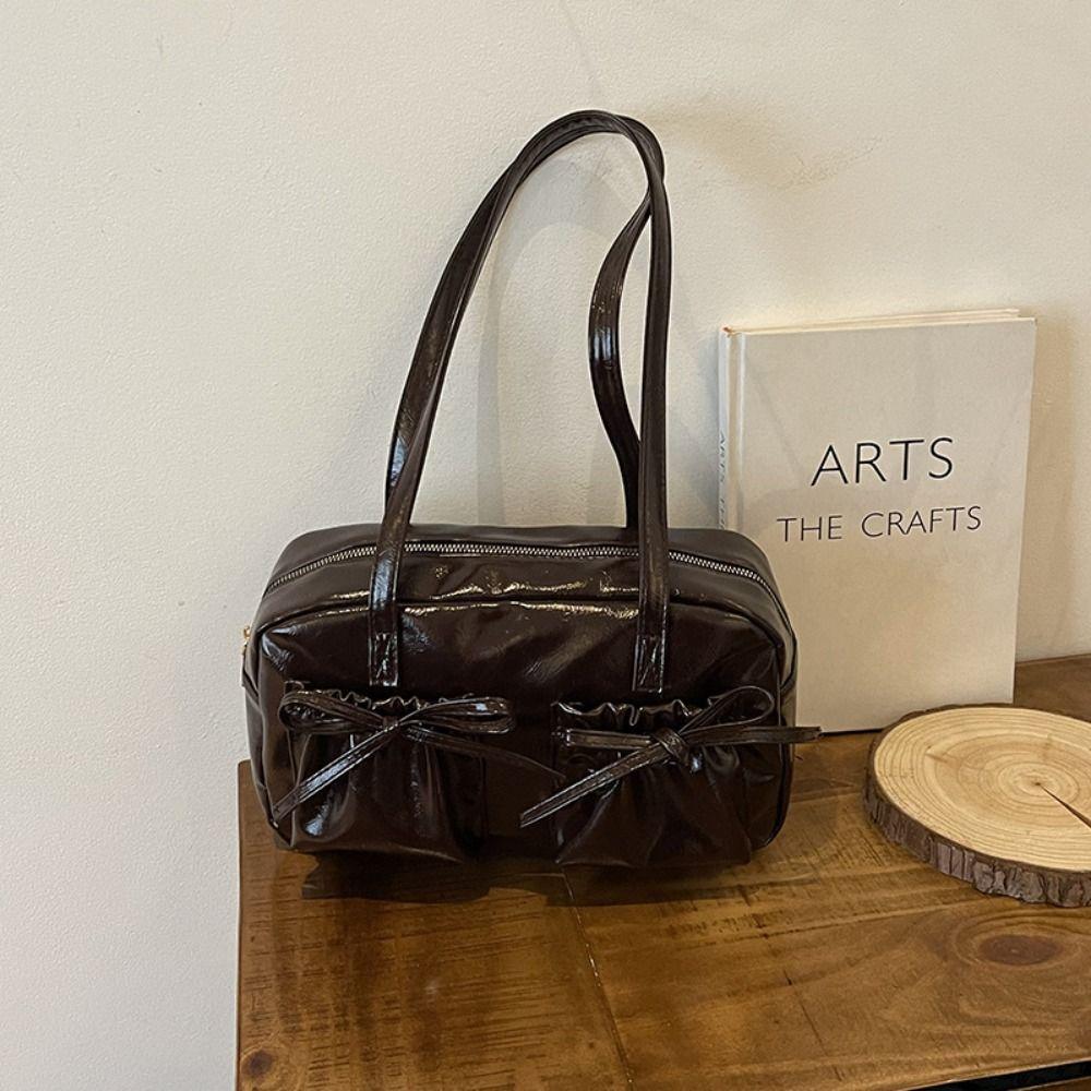 Korean Ribbons Bowling Tote Bag Y2k Ballet Women's Handbag Casual Bow Tie Shoulder Bag Girls