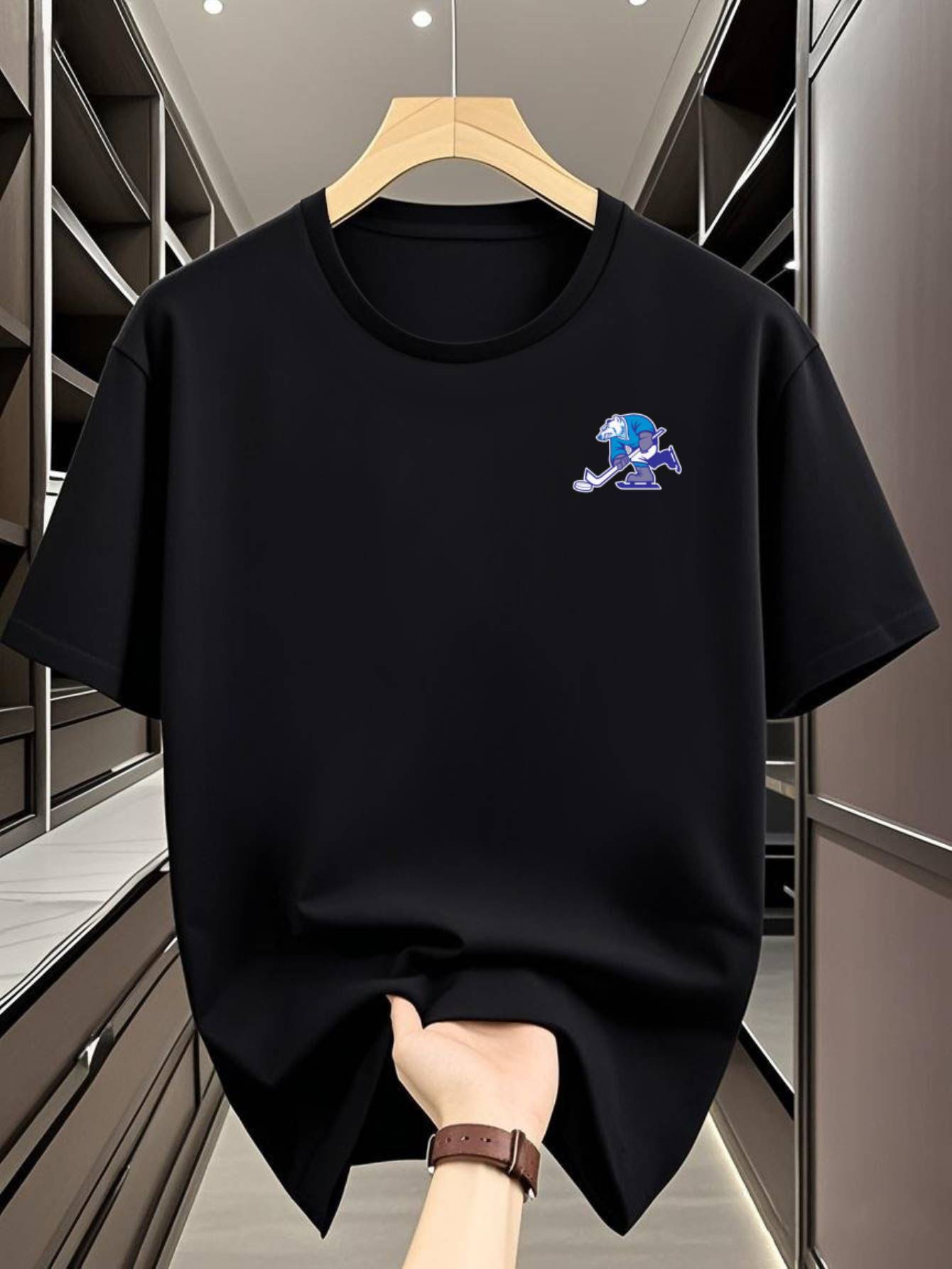 Navy Blue T-shirt - Soft Everyday Casual Shirt with Minimalist left chest graphic M