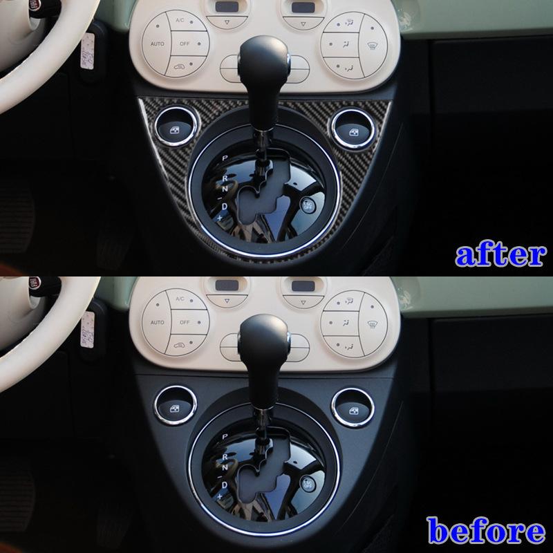 Für 12-15 Fiat 500 Auto Innenraum modifiziert Kohlefaser Getriebeumrandung Dekorationsaufkleber