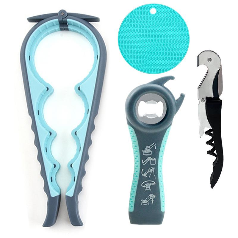 4 Stück Upgrade-Glasöffner, Multifunktions-Flaschenöffner, Korkenzieheröffner für schwache Hände, Arthritis, ältere Kinder