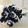 12pcs Dark Gothic Style Artificial Black Rose Flowers Bouquet for Wedding Bridal Shower Home Decor Valentines Day Gift