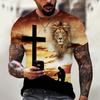 Jesus Pattern Lion 3D Printed Summer Men's O-Neck