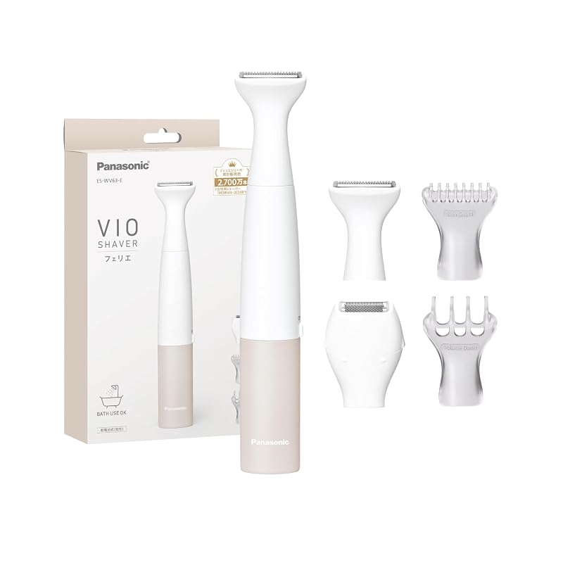 Panasonic VIO Shaver Ferrie IPX7 Waterproof Dry Shaving Hair Removal Device, Battery Operated, Beige (ES-WV63-E)