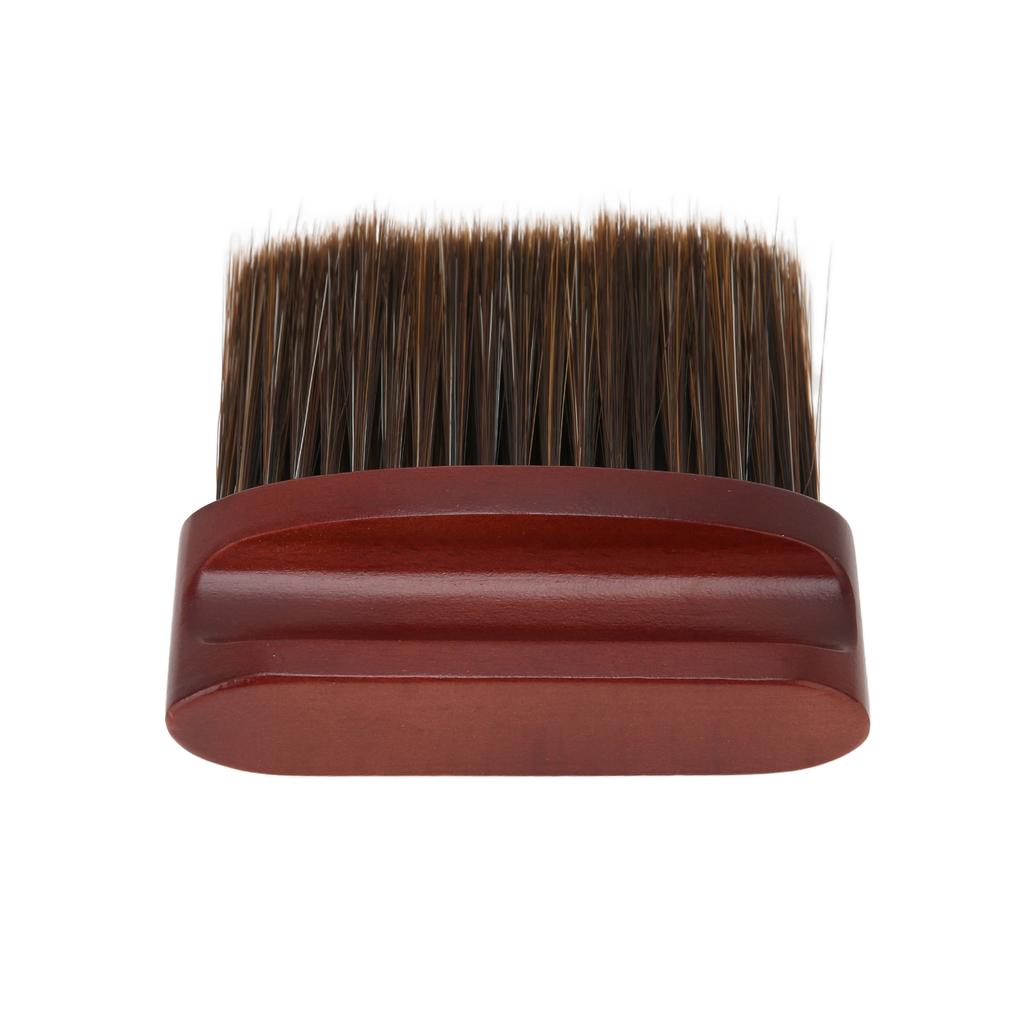 Professional Barber Neck Duster Brush Soft Nylon Hair Beech Handle Sweeping Cleaning Tool Flat Dark Brown