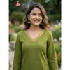 Reines Baumwoll-Stickerei-Kurta-Hosen-Set Indisches Bollywood-Designer-Tunika-Kurti-Set