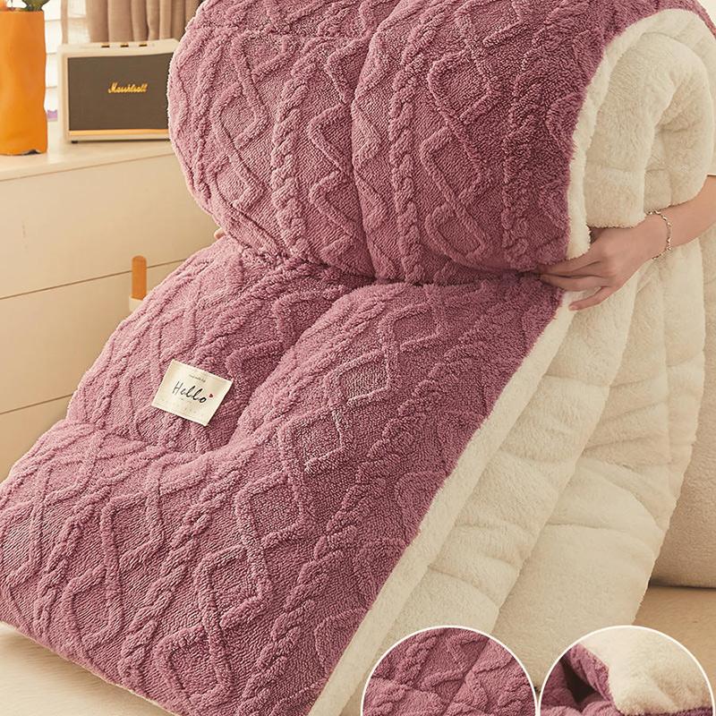 Double-sided lamb velvet quilt winter thickened warm coral velvet comforter dormitory student quilt spring autumn cotton blanket
