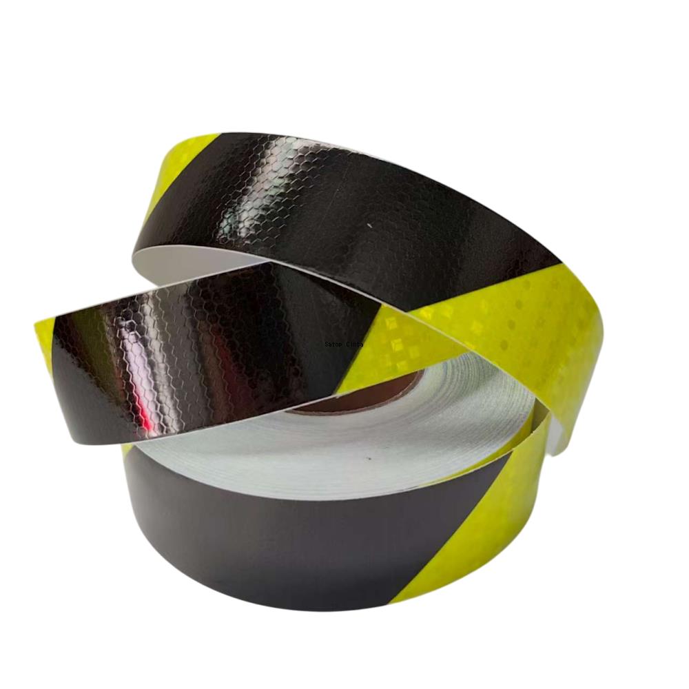 5cm/10cm/15cm/20cm*5M Fluorescent-Yellow-Black Twill Reflective Tapes Waterproof Adhesive Warning Stickers For Car Truck Trailer