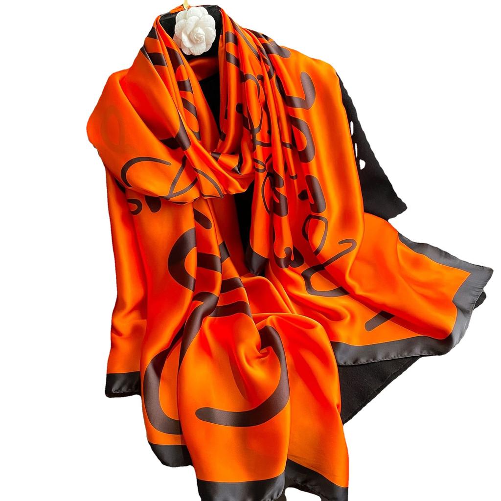 Spring and autumn sarong Li Jin satin thin section printing scarf female new Korean version of the hundred simulation silk shawl long scarf