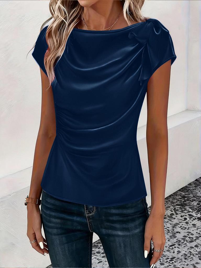 2026 European & American Women's Solid Color Satin One-Shoulder Sleeveless Commuting Top