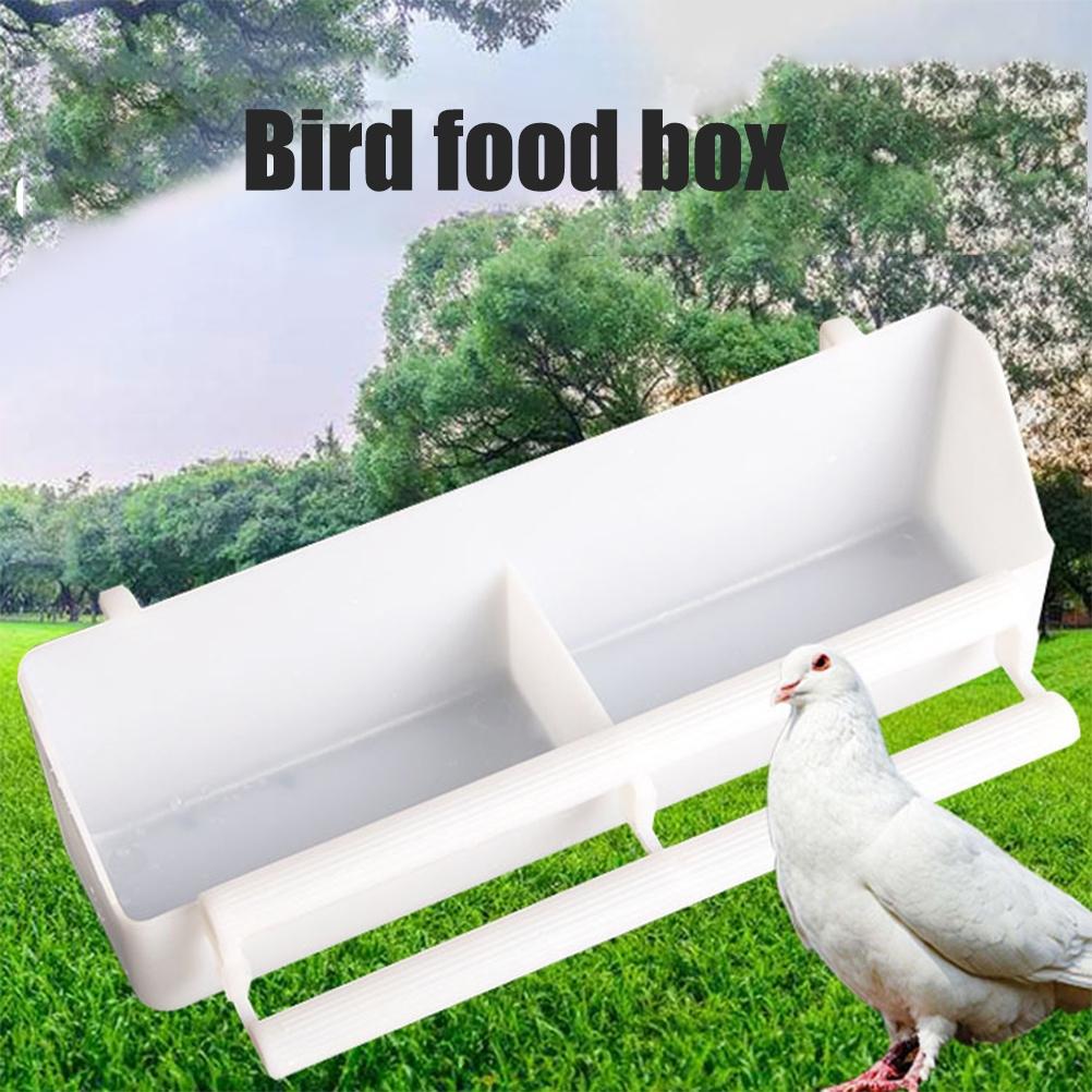 2PCS Plastic Bird Feeding Bowl Double Bird Cage Water Food Feeder Caged Plate Bird Feeder Water Bowl White