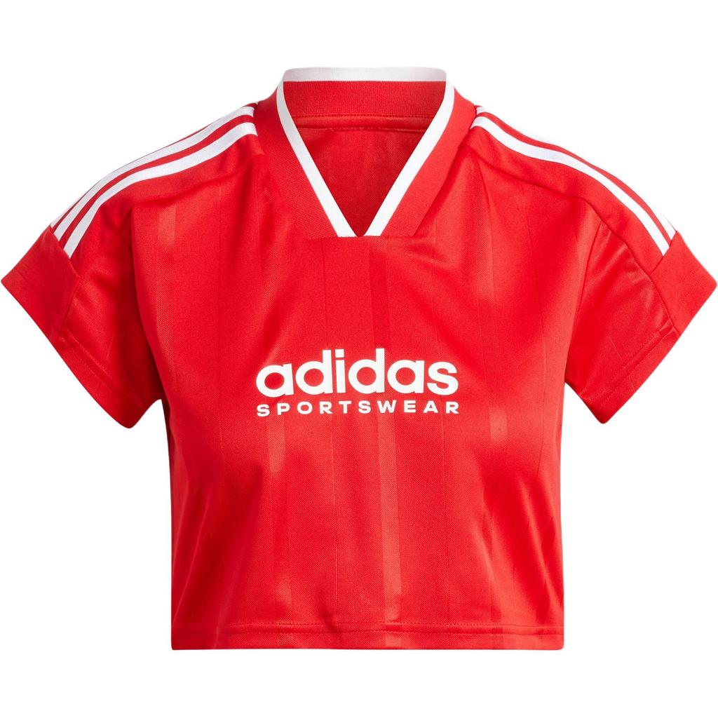 Adidas Comfortable Casual V-Neck Short Sleeve T-Shirt Women Tops Light-Crimson White IZ2084