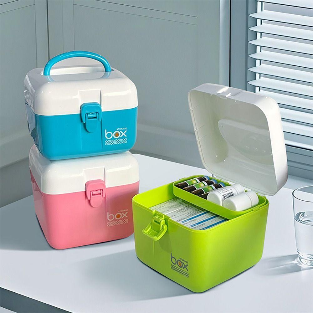 Handheld First Aid Kit Plastic Desktop Storage Box Moisture-proof Mini Medicine Box  Candy