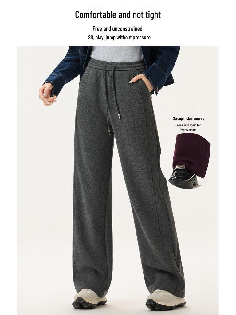 Women's Fashionable Gray Fleece-Lined Winter Pants: Petite, Narrow, or Wide-Leg Acetate Wool Sweatpants.