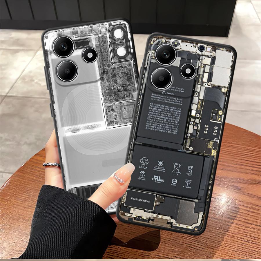 Case for Xiaomi Poco C51 M3 M4 Pro F3 F4 F5 X3 X4 X5 C65 M5 C50 Soft Back Phone Cover Classic Motherboard Circuit Board