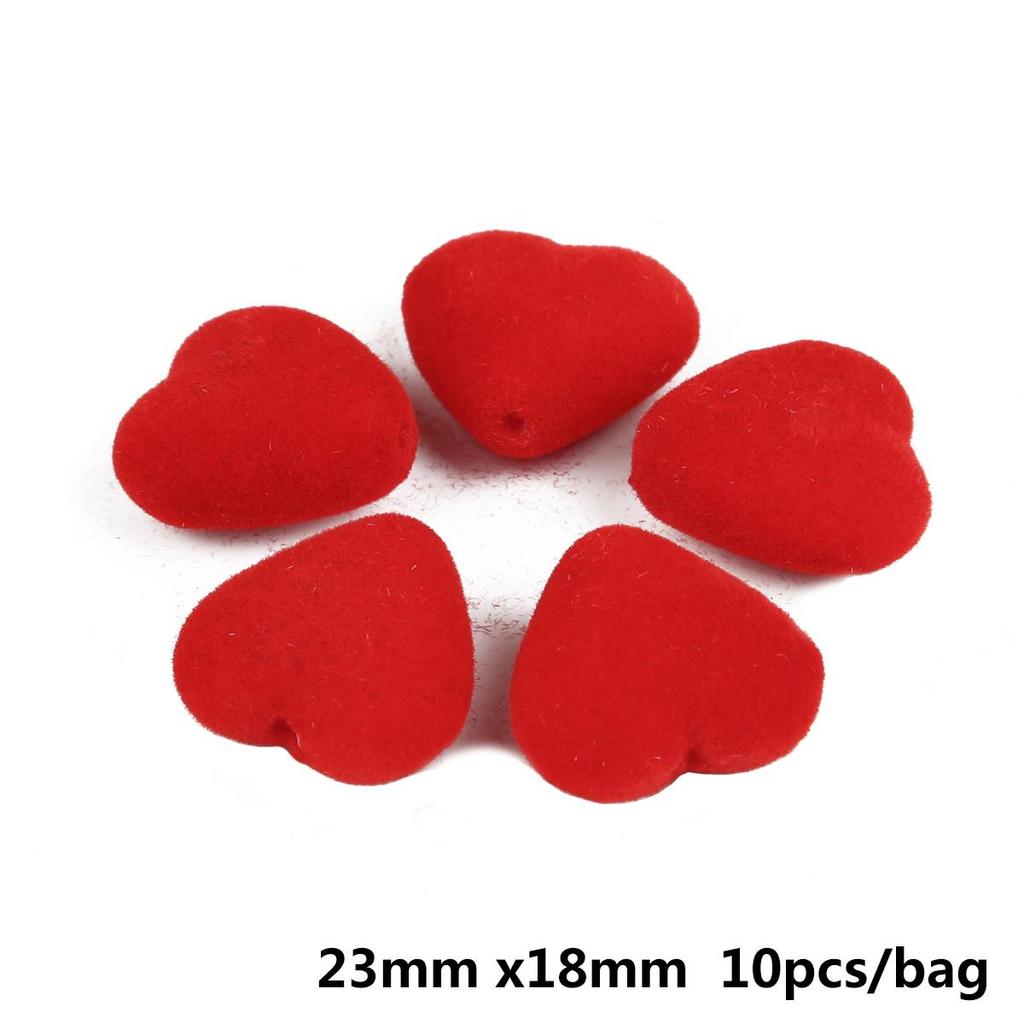 10/20Pcs Acrylic Velvet Heart-shaped Pendant Charm For Jewelry Making DIY Earring Accessories