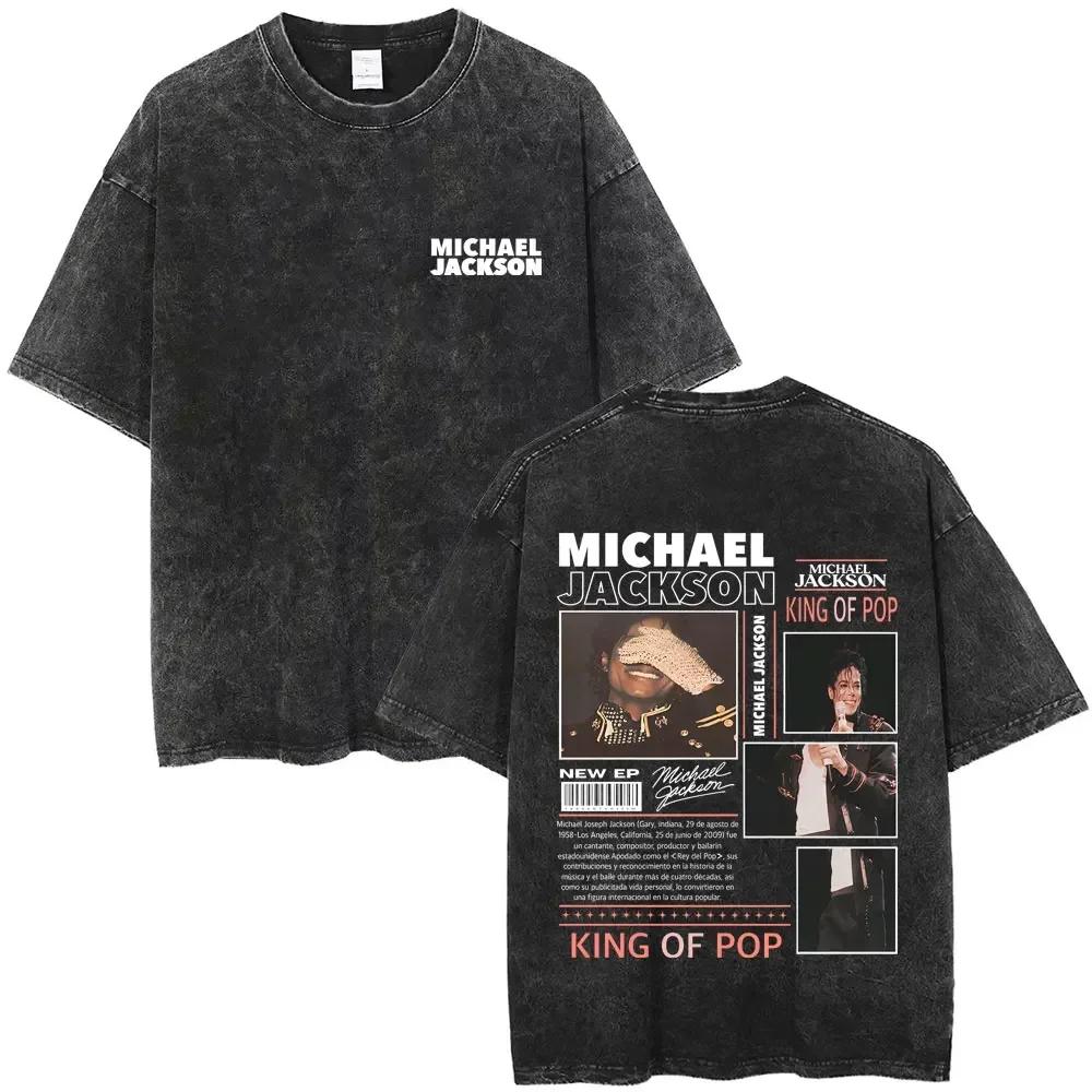 Washed Vintage Michael Jackson Face Graphic Tshirt Men Women Classic Retro Gothic Rock T Shirts Male Hip Hop Oversized Tshirts