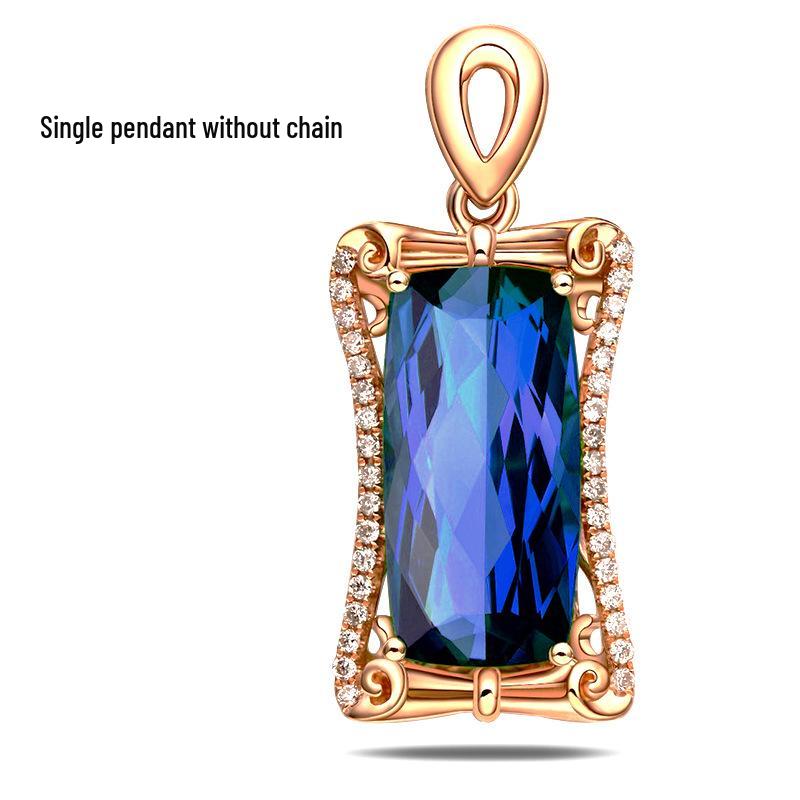 Luxury Tourmaline Pendant Necklace with Pigeon Blood Red and Sapphire Accents