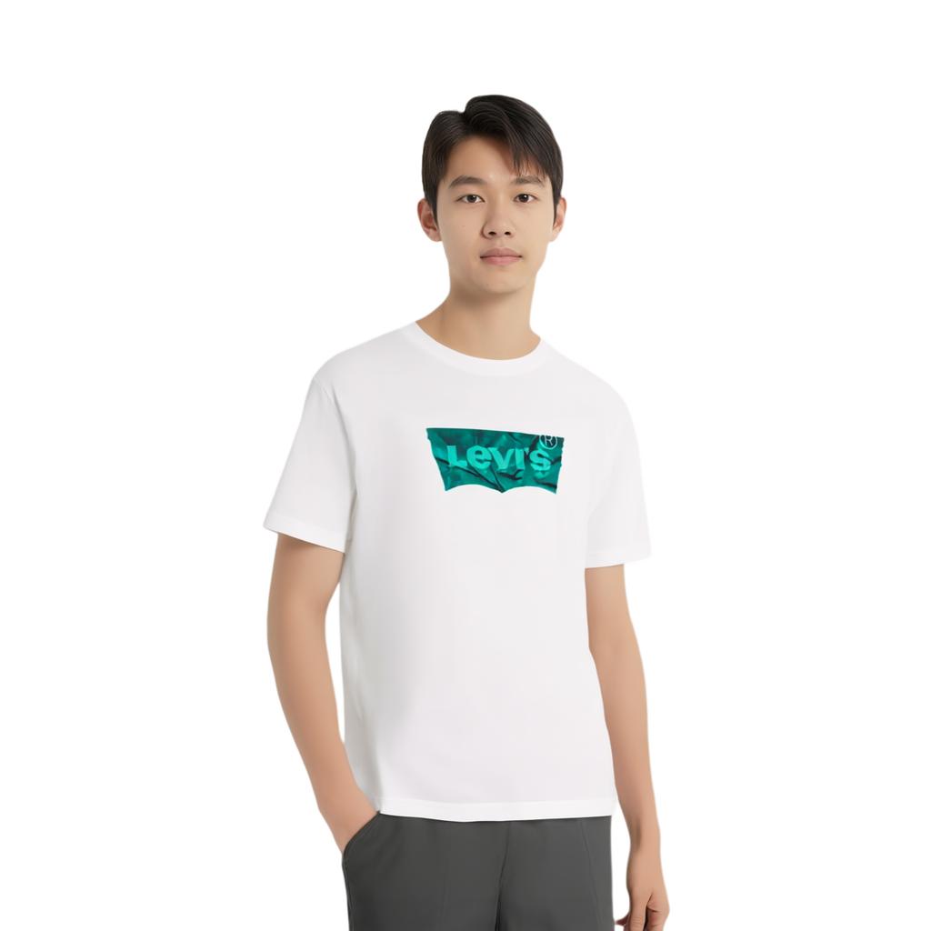 Levis Comfortable Casual Logo Print Round Neck Short Sleeve T-Shirt Men T-Shirts White 001AM-0004