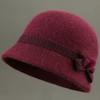 Fleece Lined Elderly Hat Soft Knit Knitted Cap Classic Style Women Bucket Hat  Cold Weather
