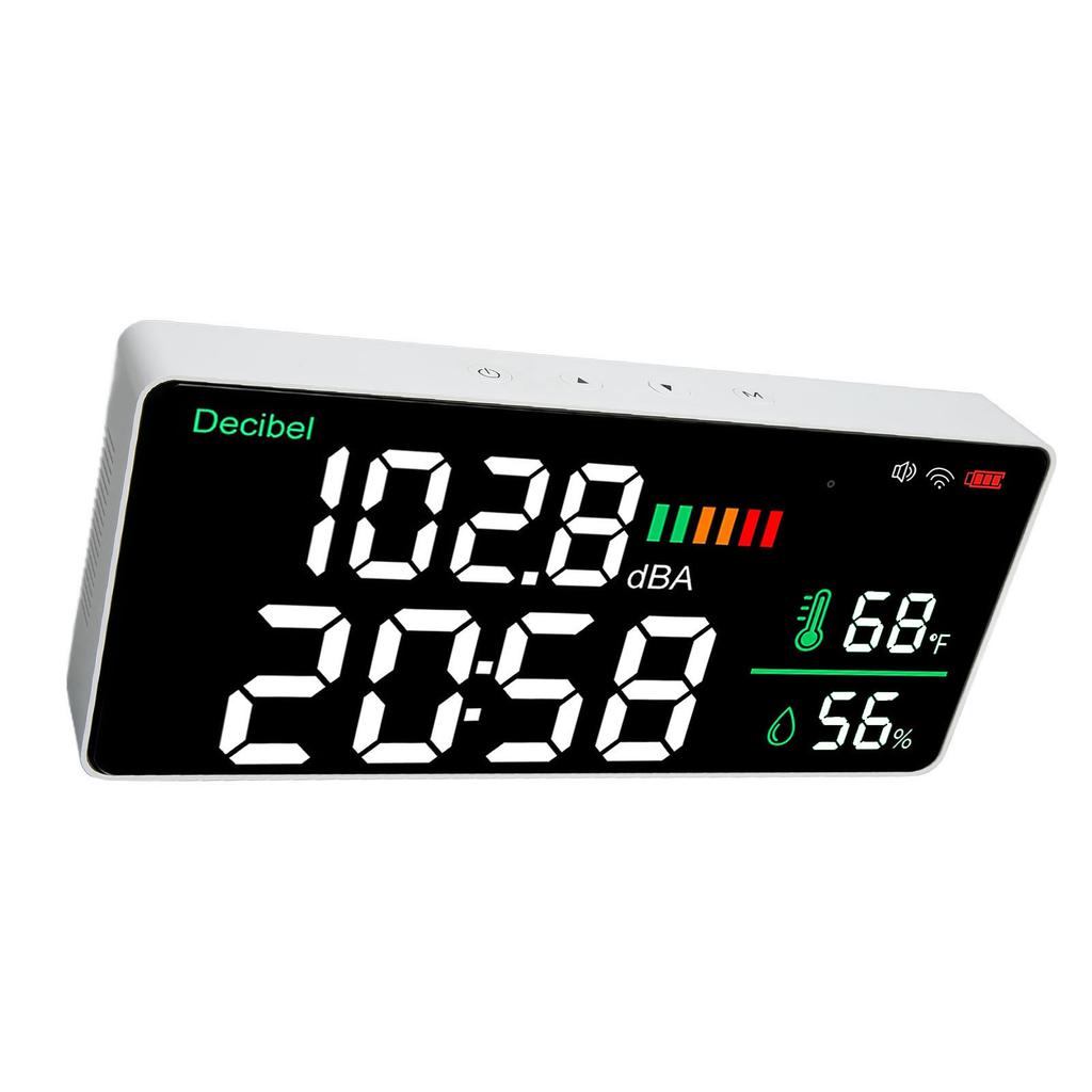 LED Decibel Meter 2.4G WiFi Wall Mounted 11 Inch LED Temperature Humidity Time Display Sound Level Meter for Tuya