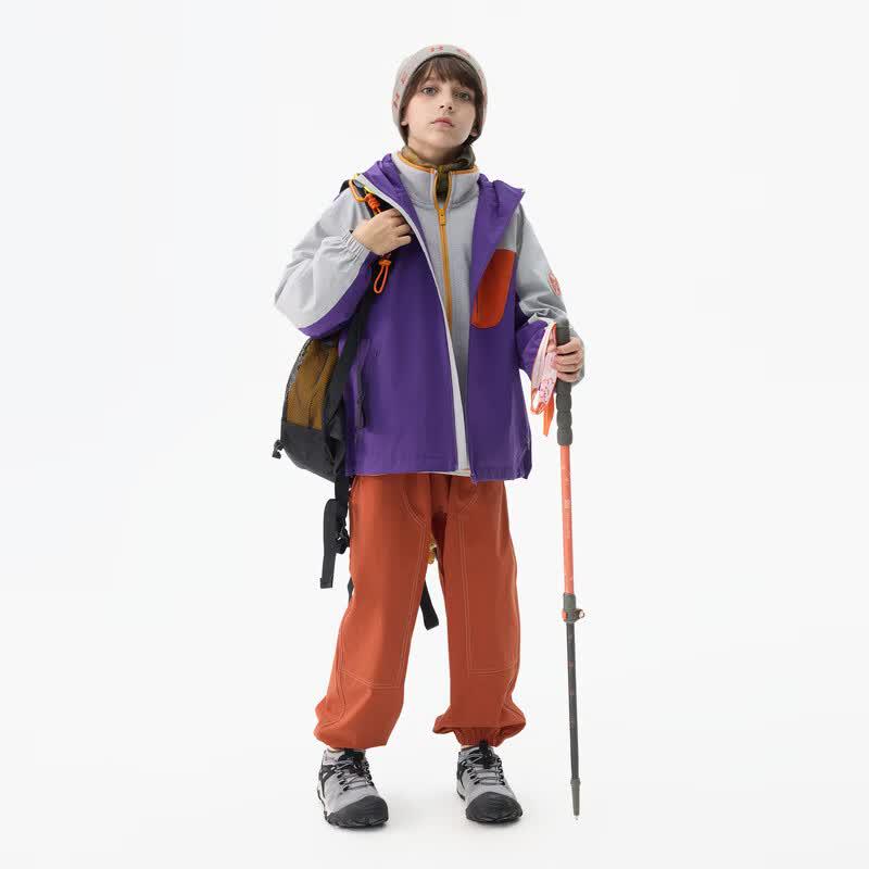 MQD Kids' Waterproof Color Block Outdoor Hooded Jacket