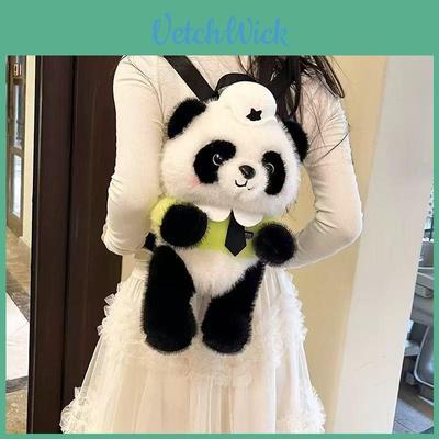 Police Panda Plush Backpack For Girls With Zipper Closure And Cartoon Design