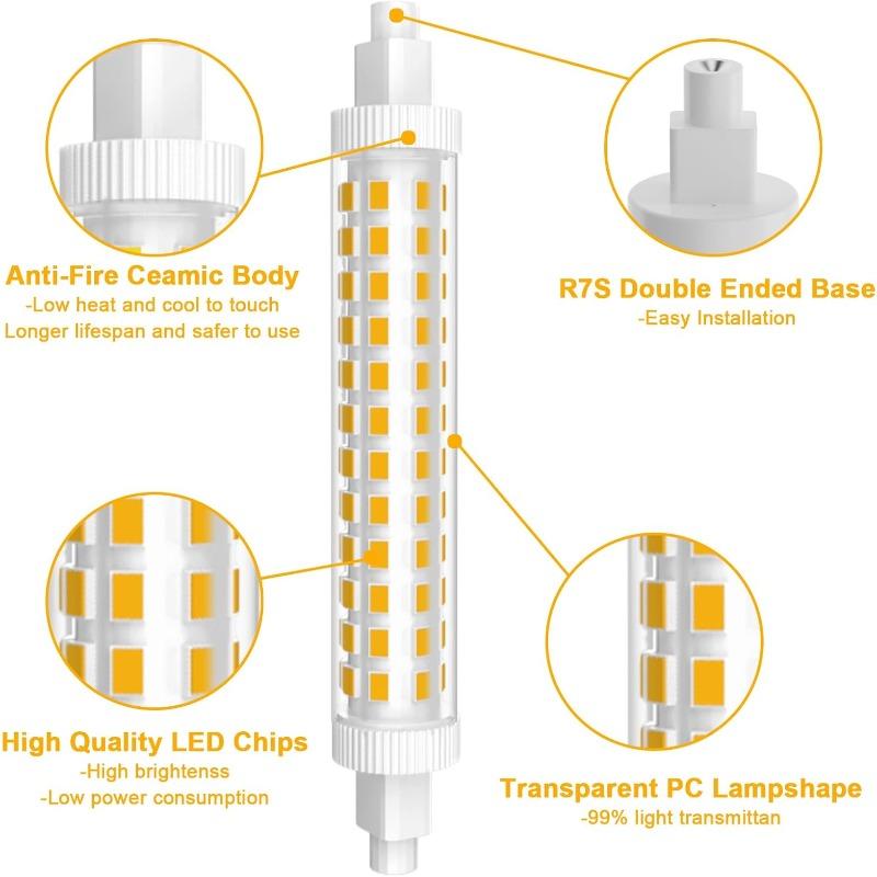 R7S LED Bulb 118mm 100W Equivalent,Dimmable T3 J Type Double Ended Floodlight Bulbs for Work,Security,Landscape Lights,Floor Lamps,120V 10W 1000 Lumen