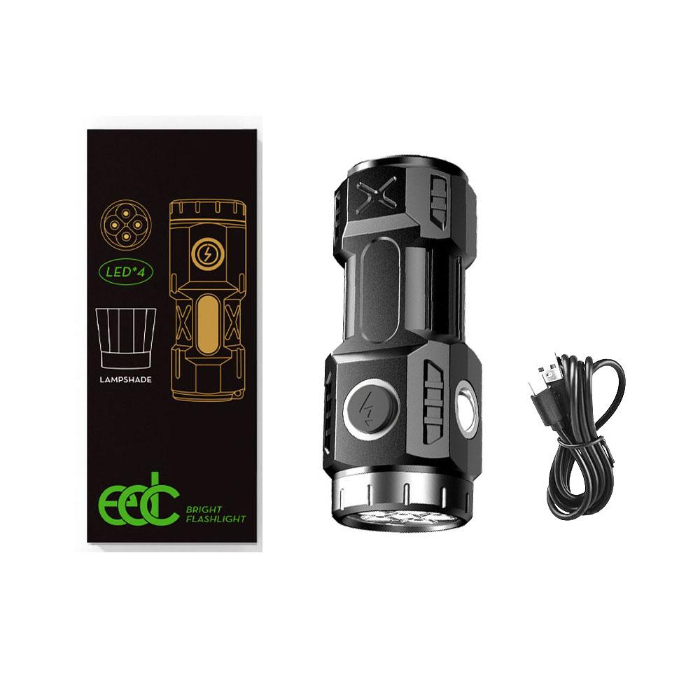 Super Bright Mini 6LED Flashlight Pen Clip And Tail Magnet Builtin Battery USB Charge Outdoor Portable Torch Emergency Lamp