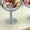 New Ice Cream Footed Bowls Stainless Steel Reusable Dessert Cups Set For Sundae Fruit Snack Party Dessert Bowl Round Yogurt Cup