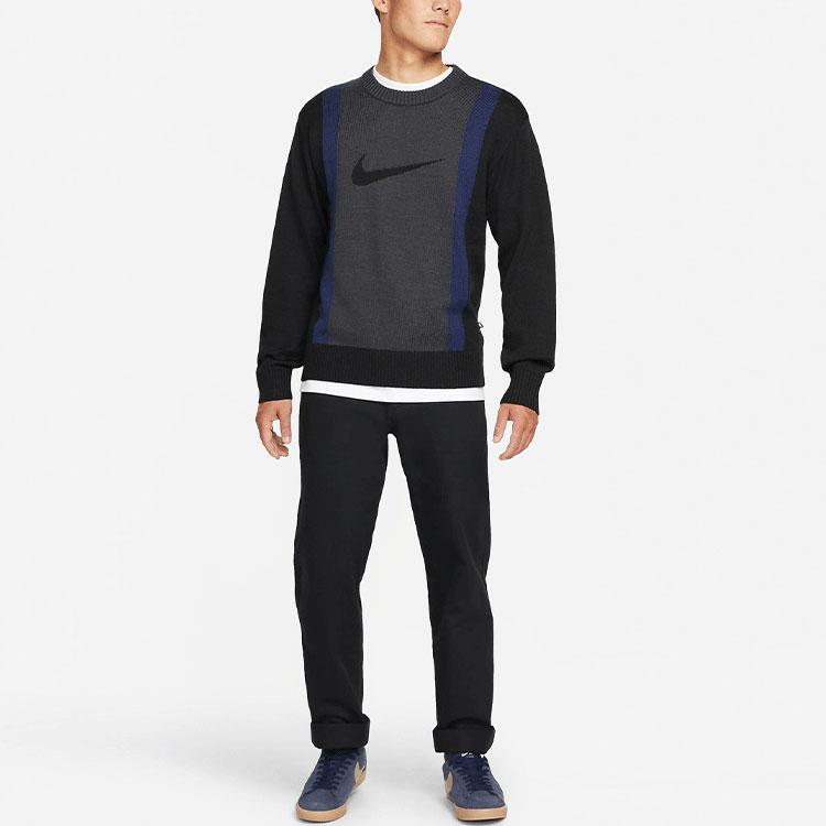 Nike Sb Color-Block Crew Neck Sweater Men Tops Gray DD0579-010