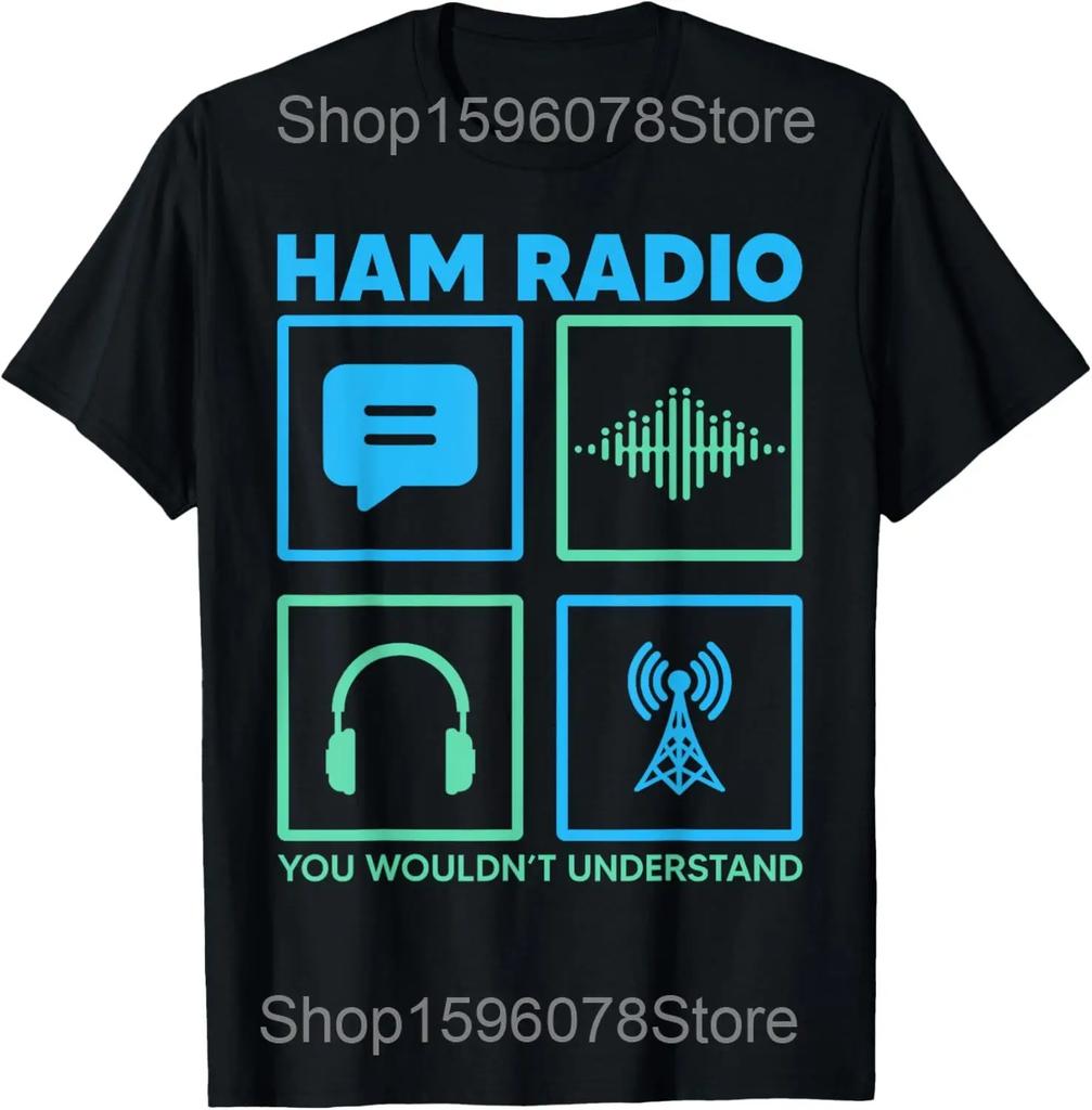 Vtipná První Trička pro Ham Radio Operátory na Sociálních Médiích Pánská Bavlněná Humor Streetwearové Tričko Krátký Rukáv Unisex Volné Oblečení