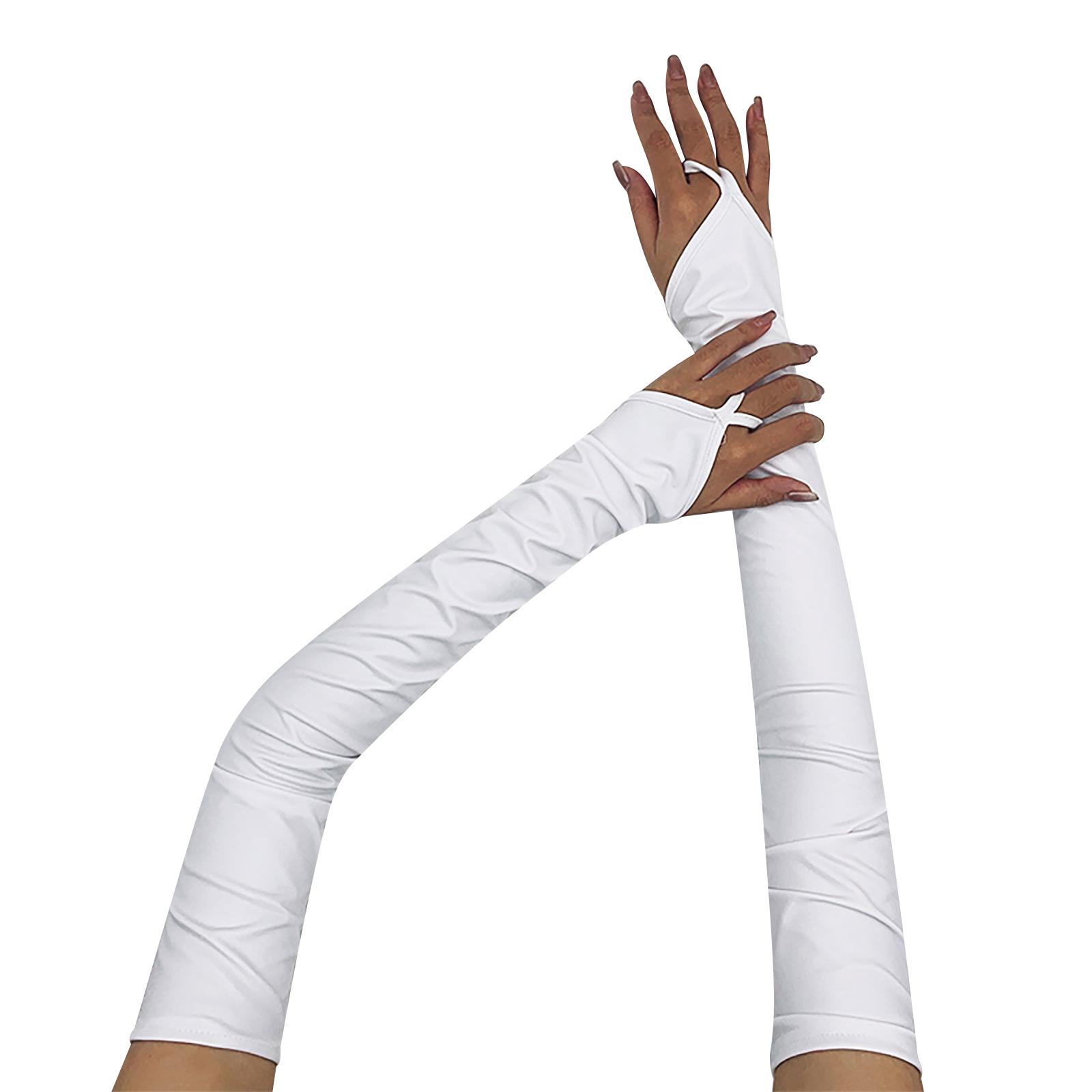 

Рукавички без пальців Мокрий вигляд Оперні рукавички Танцювальний костюм для нічного клубу Аксесуари для косплею на Хелловін Оперні рукавички One Size білий