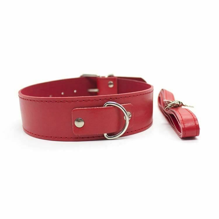 Collar Leash Leather Harness Pink Red Black   Kink Fetish Collars & Leashes