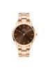 Daniel Wellington Iconic Link Wristwatch 40mm Rose Gold Silver Stainless Steel Link Bracelet Rose Gold Brown