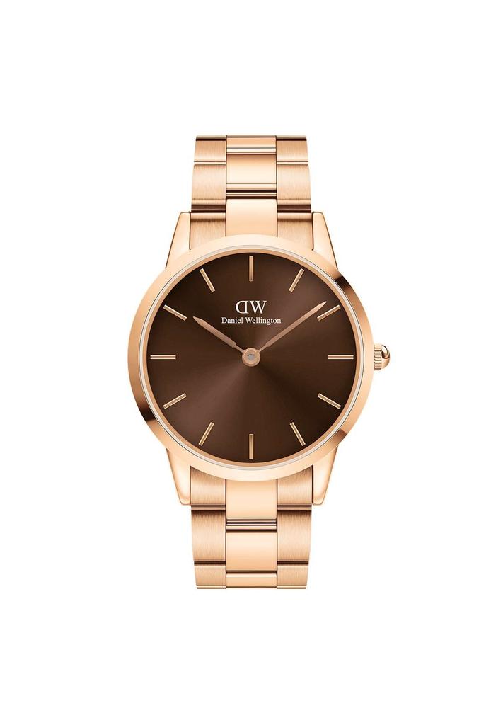 Daniel Wellington Iconic Link Armbanduhr 40mm Roségold Silber Edelstahl Gliederarmband Roségold Braun