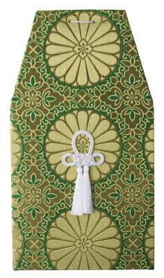 Green Gold Brocade Bone Cover [For 7-inch Urns]  Buddhist Altar Supplies, Home Memorial Urns