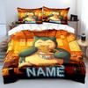 Custom Name Cute Pokemon Snorlax Printed Bedding Set Exquisite Bedding For Double And Single Beds Kids Bedroom 3-Piece Set Gift