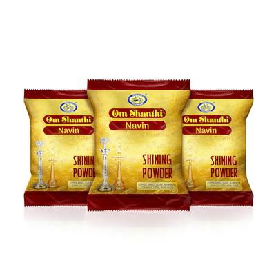 Cycle Pure Om Shanthi אבקת ניקוי מבריקה 3x200 גרם לניקוי משטחי מתכת מרובים לדיאס, זכוכית, כסף