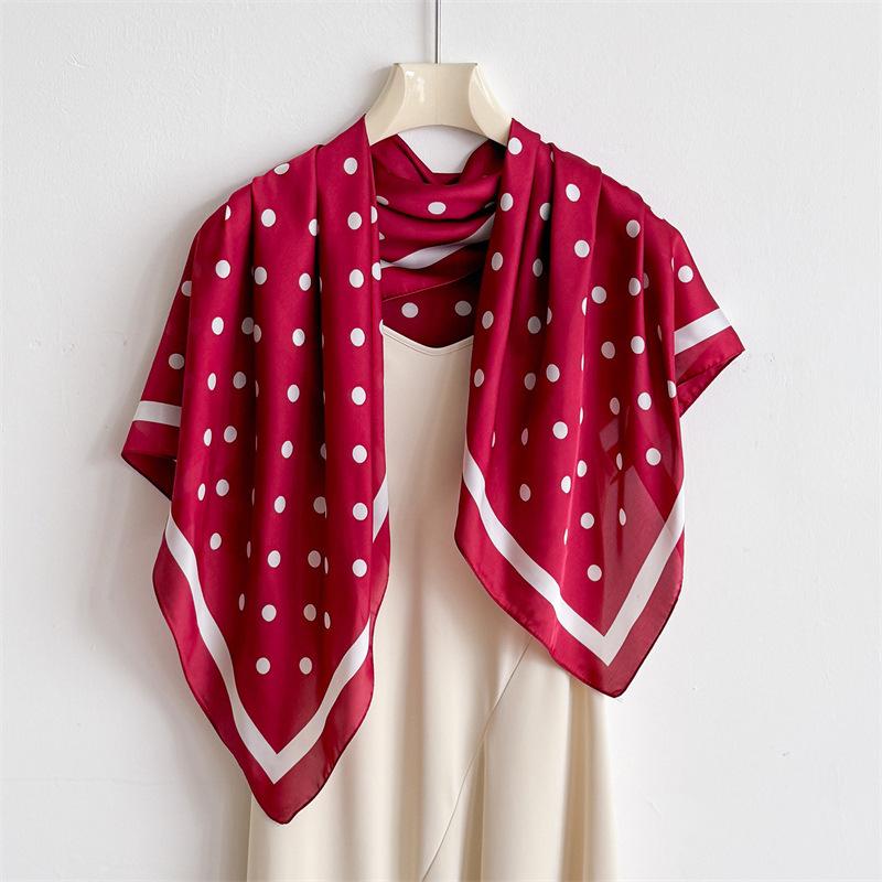 Classic polka dot simulation silk high-end large square scarf silk scarf printed shawl decorative scarf sunscreen scarf headscarf scarf