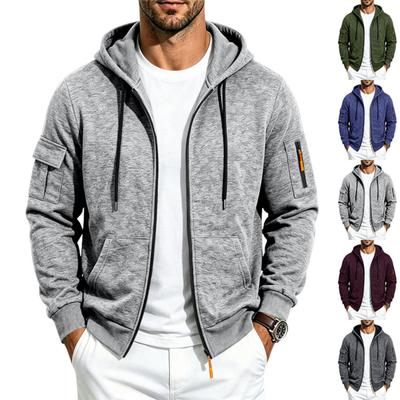Men's Loose Fit Zip Hoodie with Multiple Pockets Casual Jacket