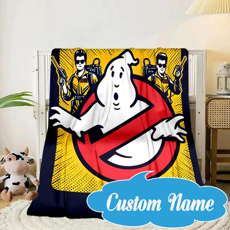 Custom Name Ghost-busters Logo Blanket Bed Sofa Blanket Flannel Blanket for Camping, Hiking, Picnic Essentials,gift for Fan Family