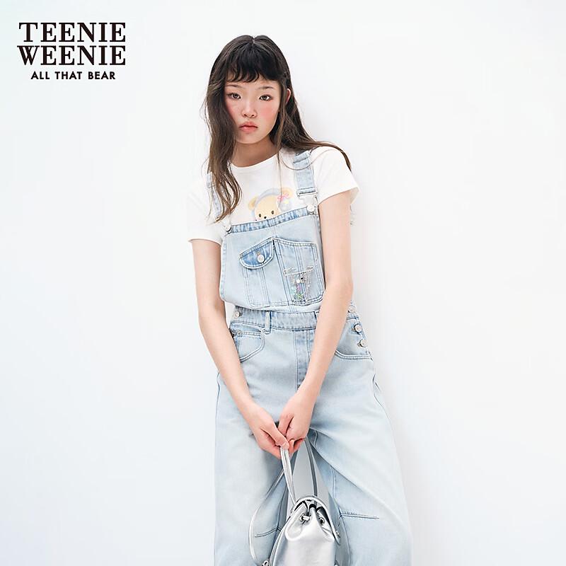 Джинсовый комбинезон Teenie Weenie для женщин с мультяшным мишкой S светло-синий