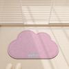Light Cyan Cloud Outline Plush Mat Anti Slip Water Absorbent Thick Fluffy Floor Rug For Shower Door Vanity Balcony Decor