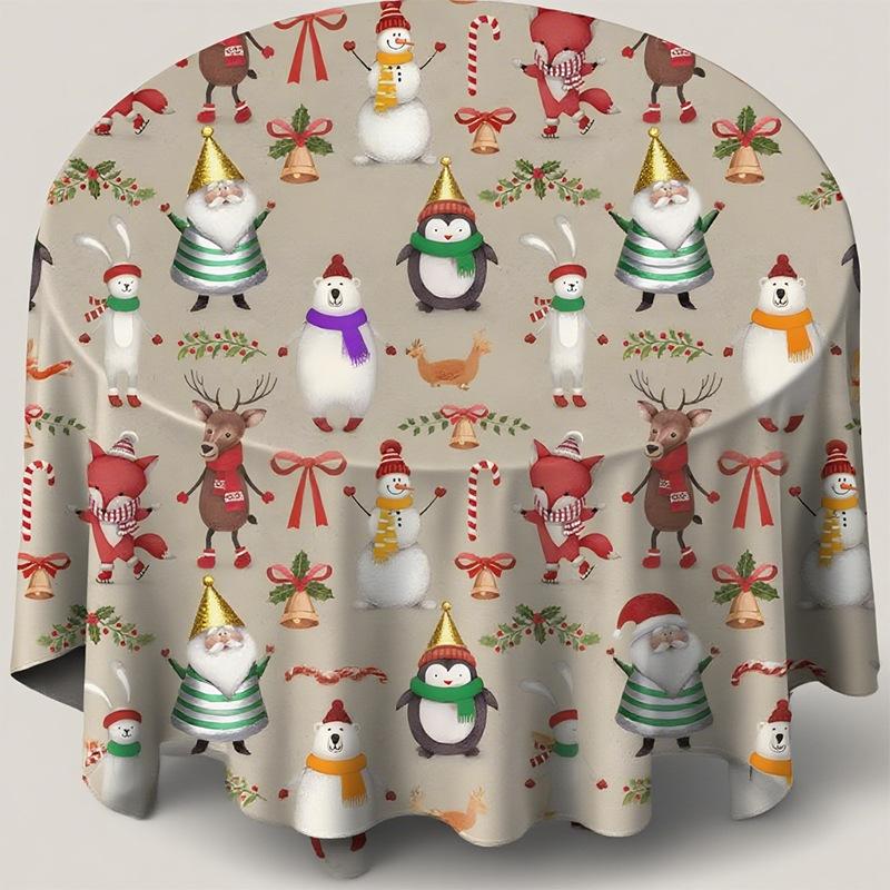 Christmas round tablecloth tablecloth living room home holiday decoration heat insulation anti-scalding tableware