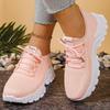 White Mesh Platform Sneakers Thick Sole Casual Shoes Breathable Knit Sneakers for Women Outdoor Spring Running Sports Shoes